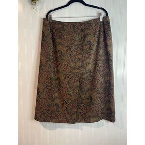 Talbots Paisley Pencil Skirt Size 12 Brown